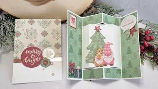 15 Weihnachtskarten basteln, Luxe Paper Block von #Decotimecrafts, Gate Fold Pop up Karte basteln