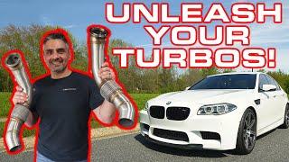 Unleash The Power BMW M5 F10 Turbos Spool Faster With Catless Downpipes!