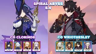 Genshin Impact 5.4: Spiral Abyss C0 Clorinde Electrocharged Drama & C0 Wriothesley Hot & Cold Buffet