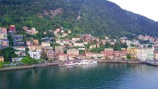 Como city at dusk - Lake Como Italy by drone