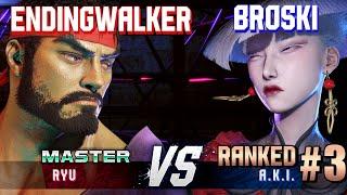 SF6 ▰ ENDINGWALKER (Ryu) vs BROSKI (#3 Ranked A.K.I.) ▰ High Level Gameplay