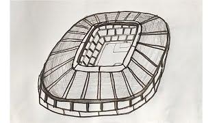 How to draw Football Stadium - Very easy - SHN Best Art