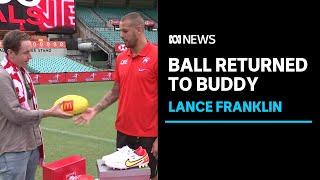 Lance Franklin gets his landmark 1,000th career goal ball back | ABC News