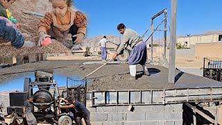 Nomadic Life: Completing the Roof Concreting with a Machine and Enjoying a Delicious Lunch️