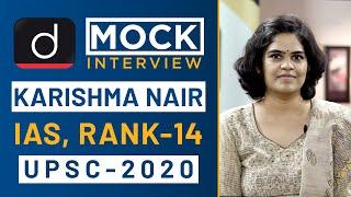 Karishma Nair, Rank -14, IAS - UPSC 2020 - Mock Interview I Drishti IAS English