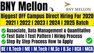 BNY Mellon Direct Test Hiring | BNY Freshers Mass Hiring | Off Campus Drive 2025 | 2024 | 2023 Batch