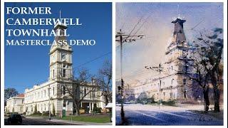 Loose Watercolor Painting Architecture Former Camberwell TownHall Masterclass Demonstration