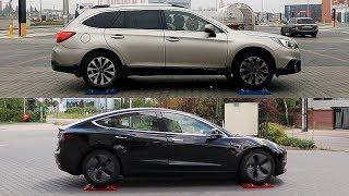 SLIP TEST - Subaru Outback S-AWD vs Tesla 3 AWD - @4x4.tests.on.rollers