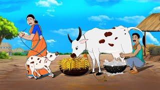 लालची दूधवाला और छेना देनेवाली गाय  || THE MAGICAL COW || HINDI KAHANIYA || SSOFTOONS HANSTE RAHO