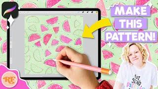 Make a Summer Watermelon Seamless Pattern in Procreate with FREE stamp brushes