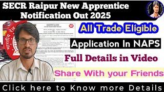 SECR Raipur Railway Apprentice Notification Out 2025 By Srikanth