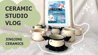 Ceramic Studio Vlog | Making Jackalope Mugs | ASMR