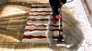 Extra dirty shaggy rug washing satisfying