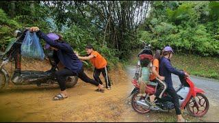 The poor girl's electric bicycle brake cable broke and fell downhill and was seriously damaged