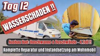 Reparatur Wasserschaden Wohnmobil Tag 12. Unglaublich Endlich die Duschwanne & Duschwände ausgebaut!