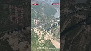 Aerial View Of World's Highest Railway Bridge on River Chenab in Reasi District