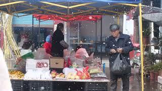 大雪纷飞里川东北乡村市场影像