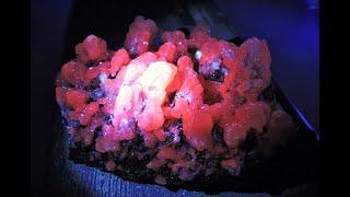 Fluorescent Calcite mineral specimen from Madem Lakkos in Macedonia Greece.