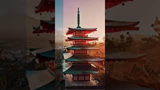 Painting Japans Chureito Pagoda and Mount Fuji! #shorts #art #painting