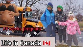 LIFE IN CANADA  WITH 3 KIDS NO HELP + 25 Weeks Pregnant | Nursing School