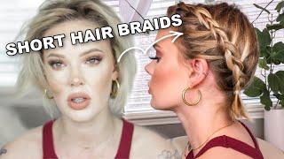 HOW TO BRAID VERY SHORT HAIR  *Easy Milk Maid, Dutch Braid Tutorial * // @ImMalloryBrooke