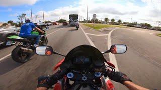 CBR600RR rolling with two ZX-6Rs | SportbikePOV