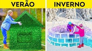 CASA DE VERÃO vs. CASA DE INVERNO || Artesanatos Enormes para o Quintal