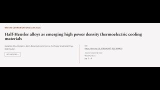 Half-Heusler alloys as emerging high power density thermoelectric cooling materials | RTCL.TV