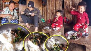 Pork & Green leaf curry at meal II Little family having meal together@pastorallifeofnepal