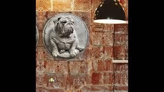 Metal Sign Statue Of English Bulldog.