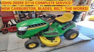 John Deere D110 Riding Mower | Complete Service! New Carburetor, Blades And Belt!