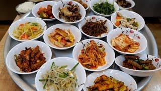 새벽4시 맛있는 소리가 납니다! 1인분 6000원 무한리필 20첩 반상 백반식당 / A meal with 20 side dishes / Korean street food