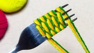 Amazing 3 Beautiful Woolen Yarn Flower making ideas with Fork | Easy Sewing Hack