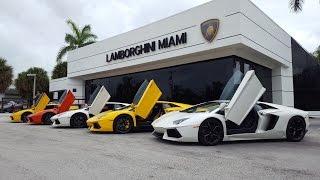 Lamborghini Aventador Gallardo Huracan drive by Supercar Paradise at Lambo Home Lamborghini Miami