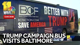 Trump campaign bus visits Northwood Plaza in Baltimore