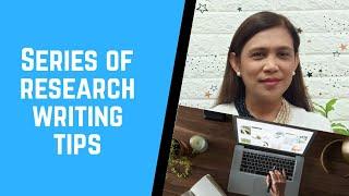 Series of Research Writing Tips( ANNOUNCEMENT )