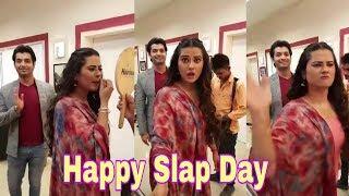 Kratika Sengar,Sharad Malhotra And Amit Celebrate Slap Day On Kasam Tere Pyar Ki Set lSuhana Media P