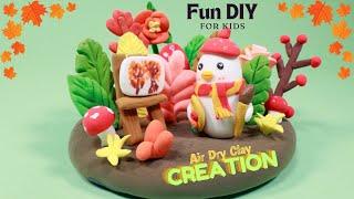 Clay Diorama: Artist Duck in Autumn | Whimsical Air-Dry Clay Creation | Fun DIY Project for Kids #3