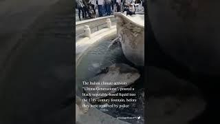 Climate activists poured black paint in Rome's 17th-century fountain.