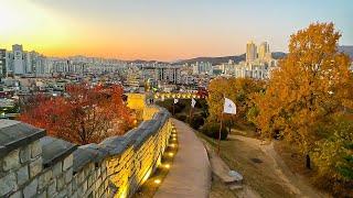 [4K] Hwaseong Fortress Wall Evening Walk In Suwon, South Korea 수원 화성 성곽길의 저녁 노을 산책 걷기 화성행궁 행리단길