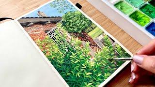 Landscape Painting of Red Brick Village House With Jelly Gouache  Paint With Me