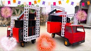 Diy Mini Wedding Dj Navratri Durga Road Lights Murti Visarjan | Mini Dj Truck Decoration Light