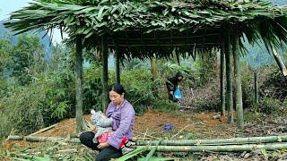 Full Video: Homeless mother and daughter build a bamboo house & Get help from good people