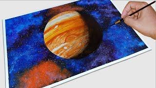 How to Draw Jupiter Planet / Space Scenery Drawing Easy / Acrylic Painting For Beginners