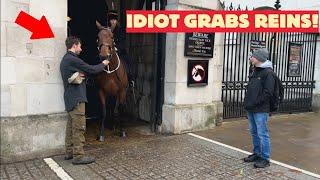 Disrespectful Tourist Tries to Grab Horse's Reins – Watch What Happens Next!