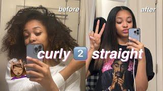 CURLY TO STRAIGHT: straighten my hair with me