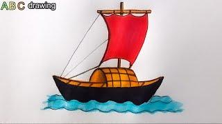 Drawing  A Sailing Boat | বাচ্চাদের জন্য পালতোলা নৌকা অঙ্কন | Easy And Beautiful Drawing Tutorial