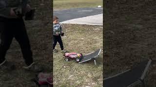 4yr Old Back Flips a Traxxas Rustler off T-Bone Ramp…