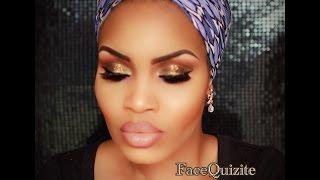 Fall Makeup | Brown eyes with glitter and Nude lips | FaceQuizite