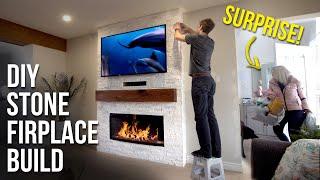 Stone Fireplace TV Wall - Full Build